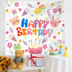 Panno da appendere per foto per bambini con layout di compleanno, 150x200cm Velvet
