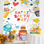 Panno da appendere per foto per bambini con layout di compleanno, 150x230cm Velvet