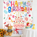 Panno da appendere per foto per bambini con layout di compleanno, 150x230cm Velvet