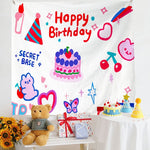 Panno da appendere per foto per bambini con layout di compleanno, 150x230cm Velvet