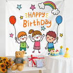 Panno da appendere per foto per bambini con layout di compleanno, 150x230cm Velvet