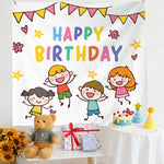 Panno da appendere per foto per bambini con layout di compleanno, 150x230cm Velvet