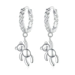 Orecchini orso in argento 925 placcati oro bianco
