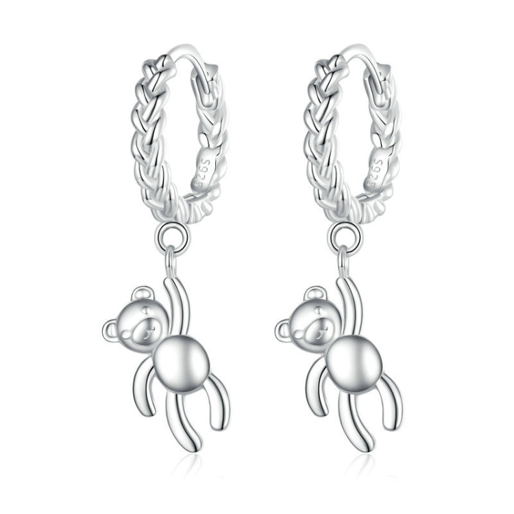 Orecchini orso in argento 925 placcati oro bianco