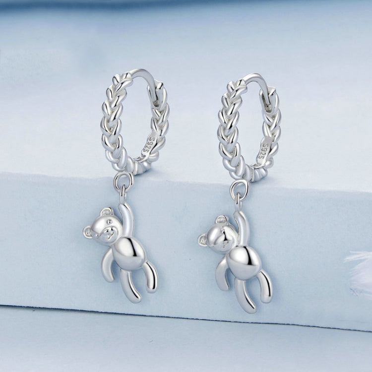 Orecchini orso in argento 925 placcati oro bianco