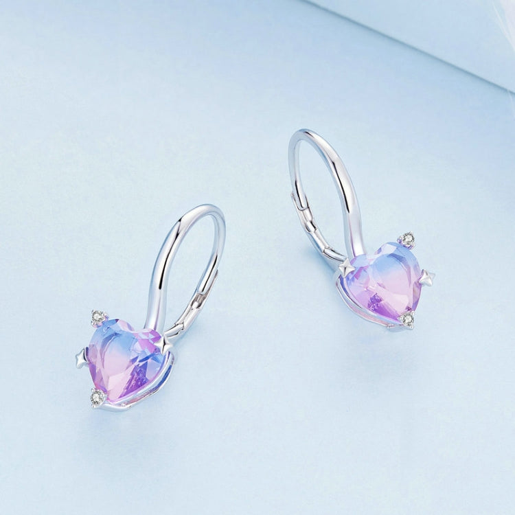Orecchini cuore in argento 925 placcati oro bianco con zirconi