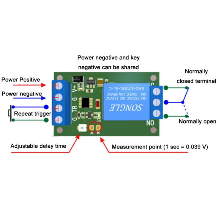 Modulo relè 12V con ritardo regolabile e protezione - immagine 4