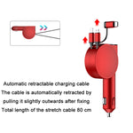 Caricabatteria auto doppio cavo retrattile 3 in 1 60W