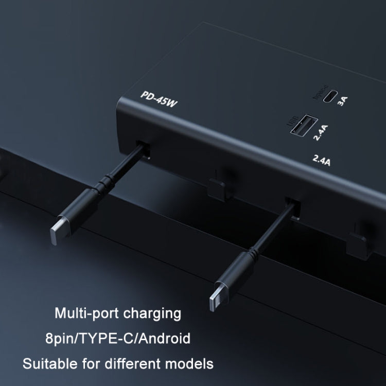 Caricabatterie auto USB 65W con doppio cavo retrattile