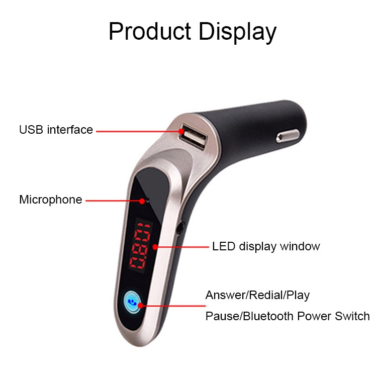 Lettore musicale con display digitale e caricabatteria auto S7