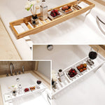 Mensola antiscivolo in bambù per vasca da bagno 70x14,5x4,5 cm