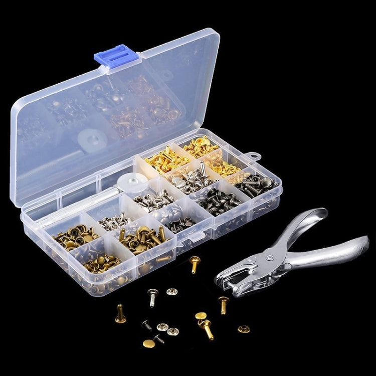 Set rivetti doppia faccia in ottone per pelle con pinze