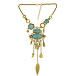 Collana traforata con pietre turchesi in lega 20 cm