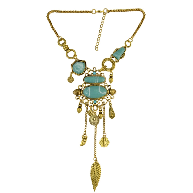 Collana traforata con pietre turchesi in lega 20 cm