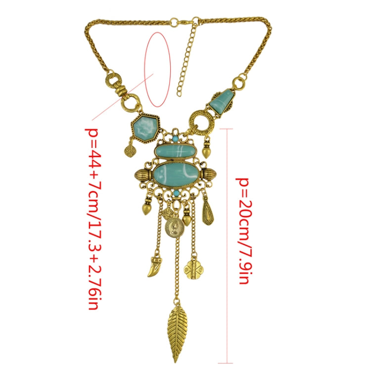 Collana traforata con pietre turchesi in lega 20 cm