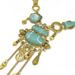 Collana traforata con pietre turchesi in lega 20 cm