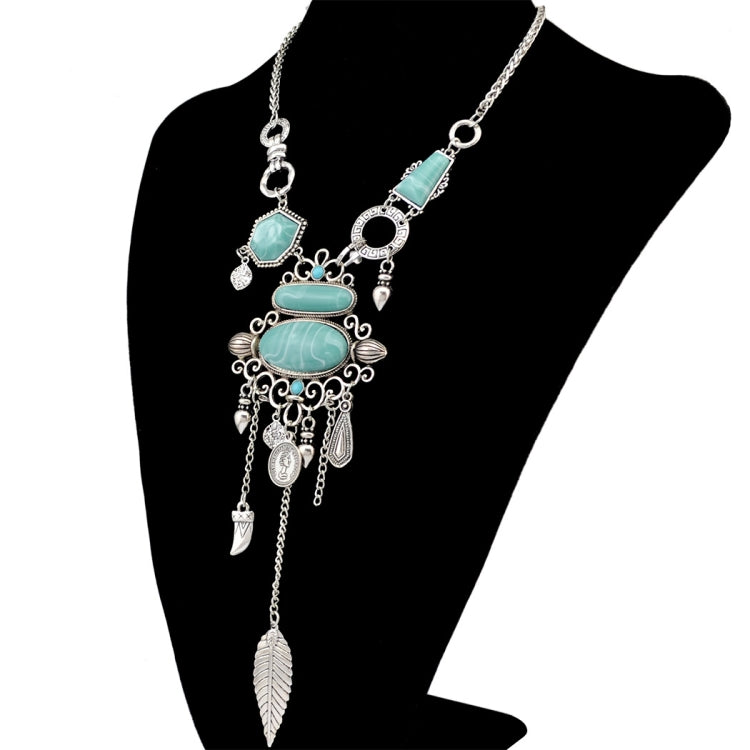 Collana traforata con pietre turchesi in lega 20 cm