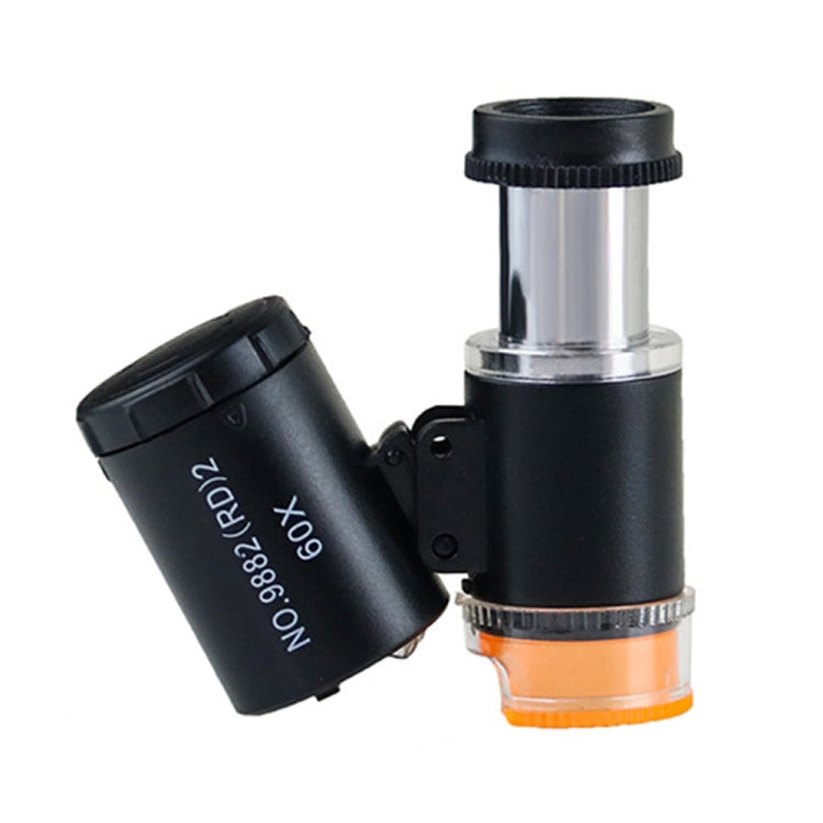 Microscopio ottico tascabile 60X con LED e lampada UV - immagine 3