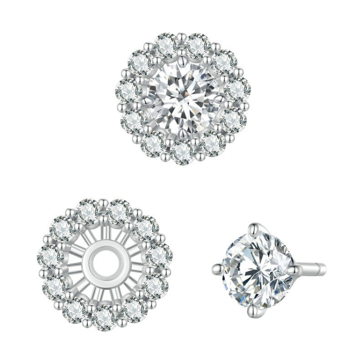 Orecchini a bottone rotondi in argento sterling con moissanite
