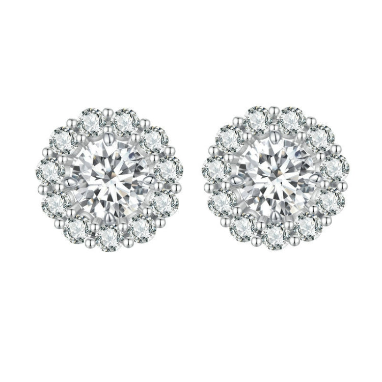 Orecchini a bottone rotondi in argento sterling con moissanite