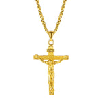 Collana uomo acciaio titanio con pendente croce retrò