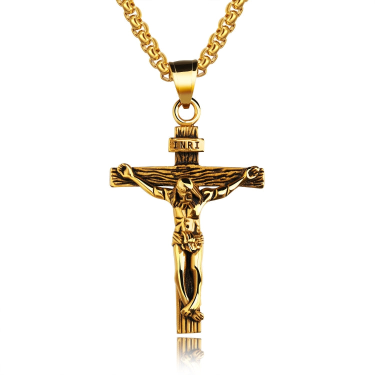 Collana uomo acciaio titanio con pendente croce retrò
