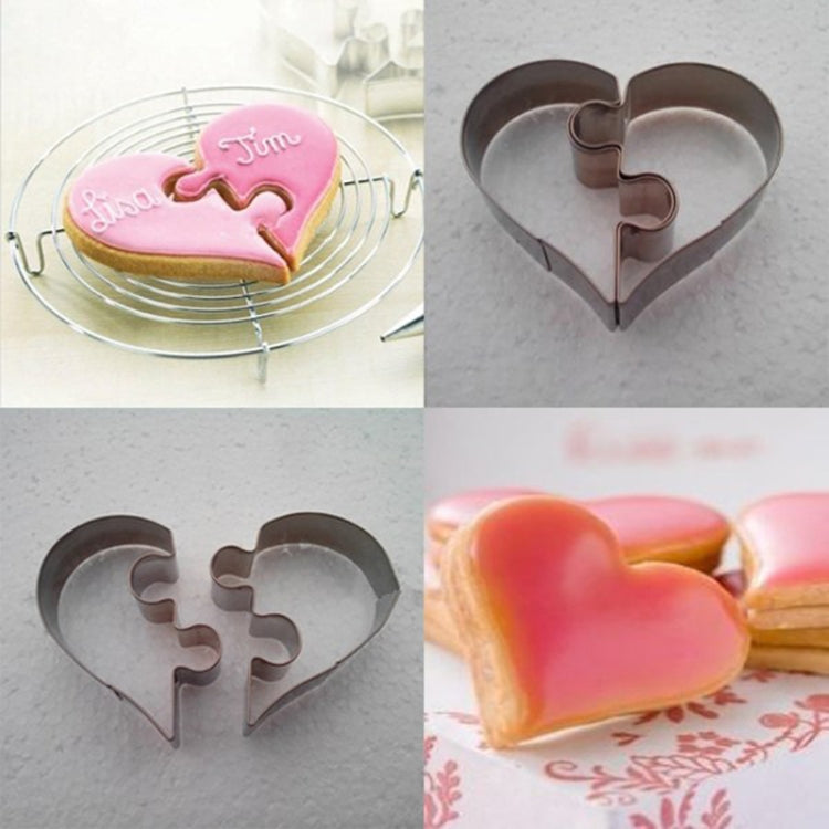 Set 5 stampi per biscotti a cuore puzzle in acciaio inox - immagine 4