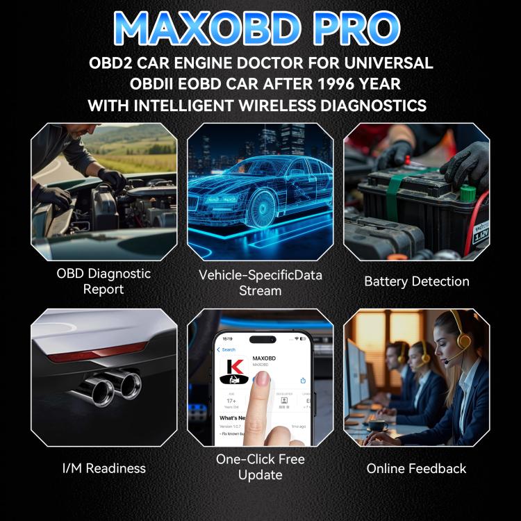 KONNWEI Strumento di diagnostica OBD2 per sistemi completi dell'auto, lettore di codici, MAXOBD PRO Gray, MAXOBD PRO Green, MAXOBD PRO Red, MAXOBD PRO Blue