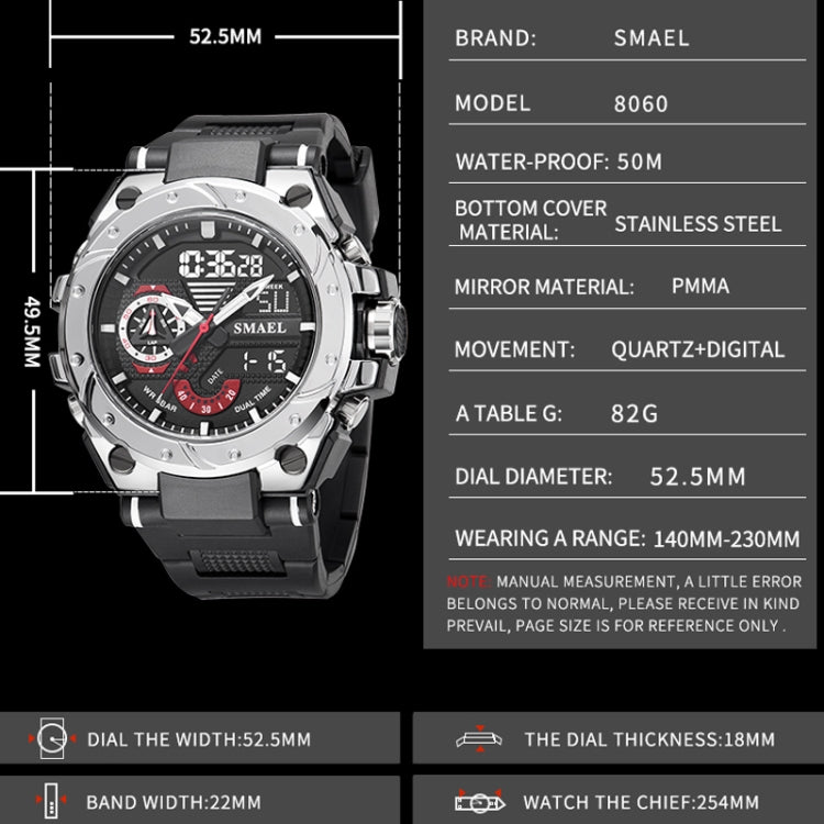 SMAEL 8060 Orologio sportivo uomo impermeabile 50m