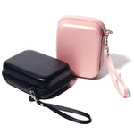 Per FUJIFILM Instax Mini EVO Link LiPlay Borsa per fotocamera in pelle PU con cinturino da polso, Black, Pink, Phantom Purple, Phantom Silver
