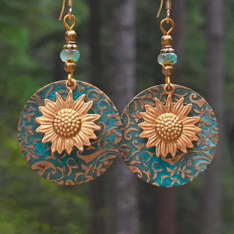 3 paia di orecchini vintage a due strati con girasole