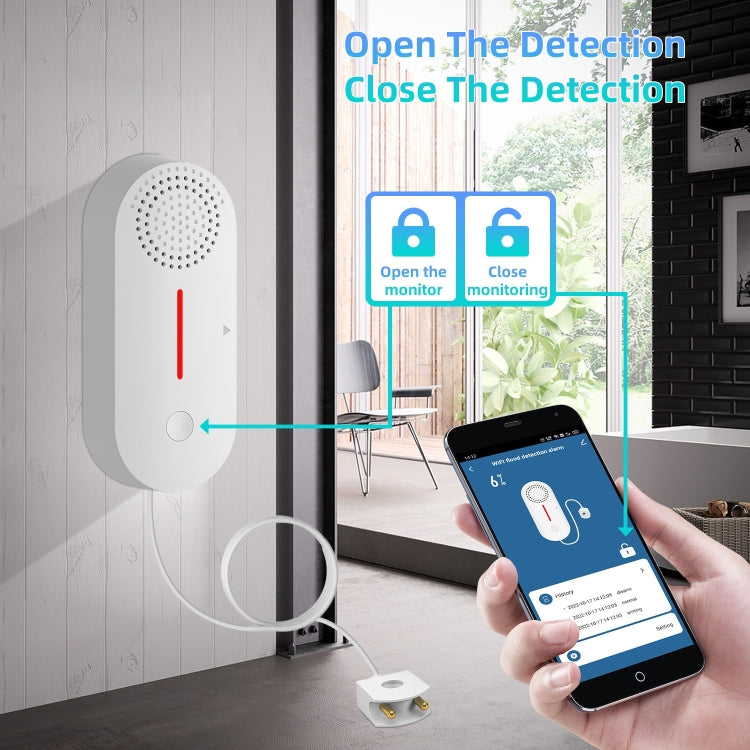 Allarme immersione acqua Tuya WiFi con suono e luce