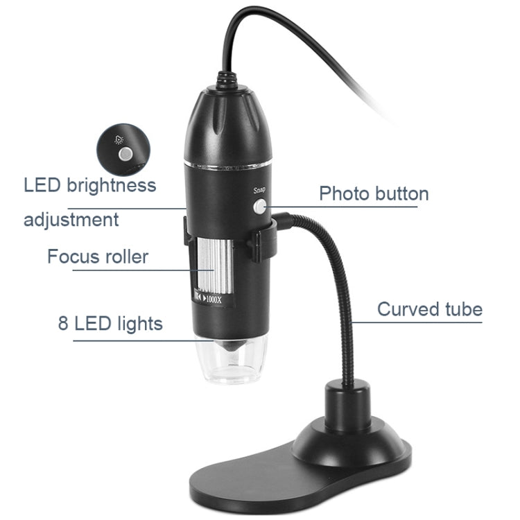 Microscopio portatile USB 50-1000X con luce LED