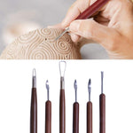 Set 6 strumenti rifilatura ceramiche in legno e metallo