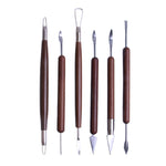 Set 6 strumenti rifilatura ceramiche in legno e metallo