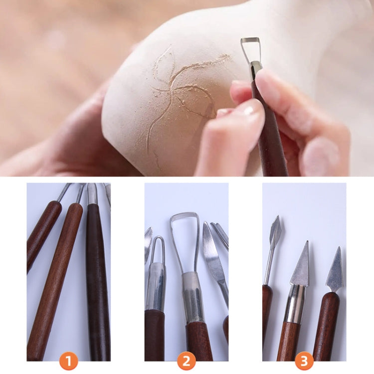 Set 6 strumenti rifilatura ceramiche in legno e metallo
