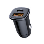 Caricabatteria auto doppia porta USB PD 30W nero