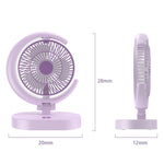 Ventilatore da tavolo USB ricaricabile con luce notturna