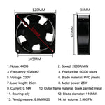 Ventola di raffreddamento 12 cm 220V per scarico fumi