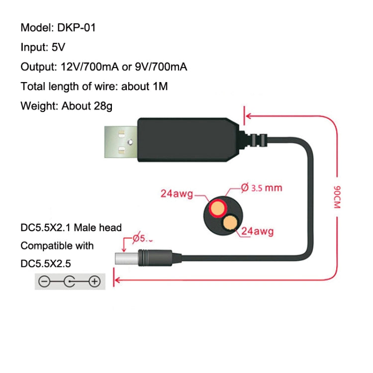 Cavo alimentazione USB booster 5V a 9V e 12V 1 metro