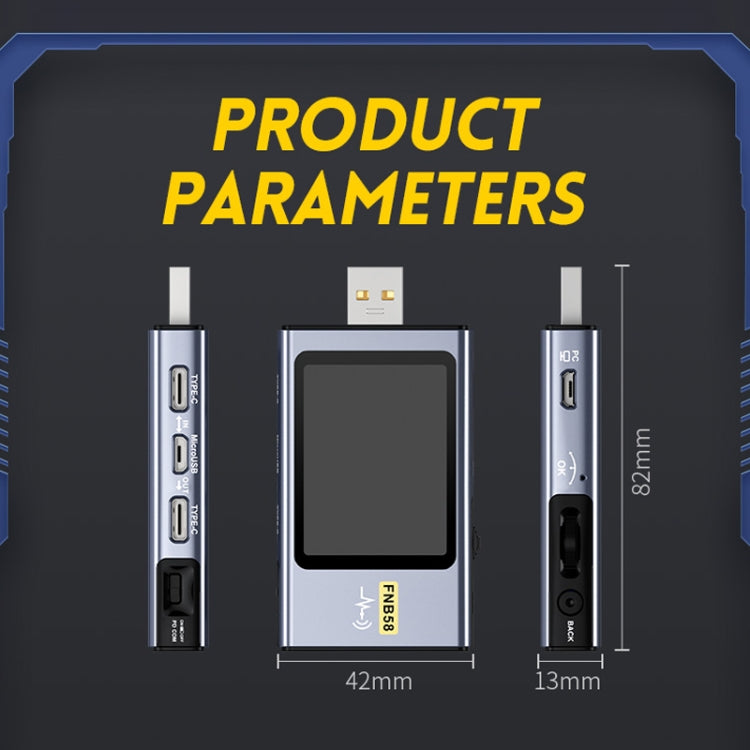 Amperometro USB Tipo-C FNIRSI FNB58 Tester Alimentazione
