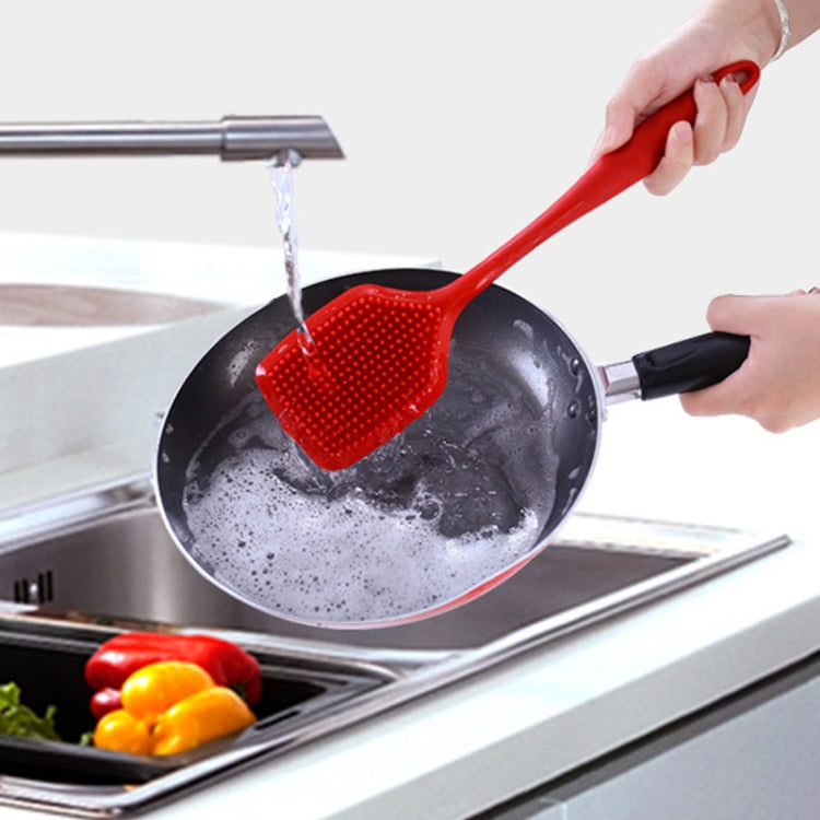 Spazzola pulizia pentole in silicone rossa