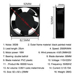 Ventola silenziosa 9 cm per dissipazione calore 110V/220V