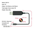 Cavo USB Booster 5V a 9V e 12V per alimentazione dispositivi