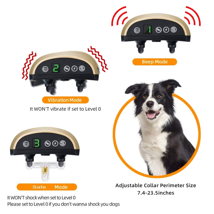 Collare antiabbaio per cani impermeabile ricaricabile USB Gold