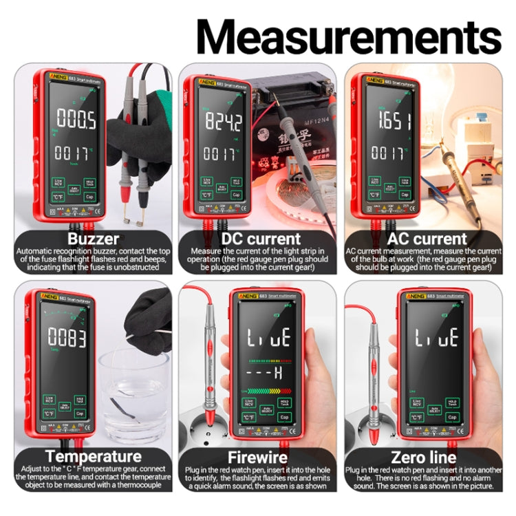 Multimetro digitale ANENG 683 ricaricabile con touch screen - immagine 12