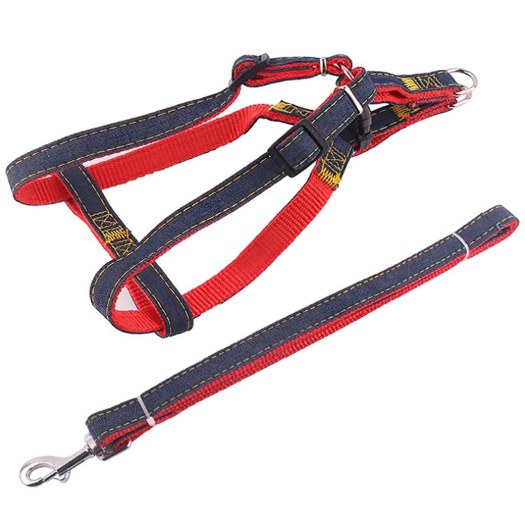 Set guinzaglio e pettorale in denim per cani S-XL