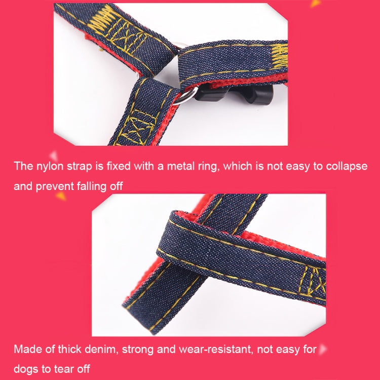 Set guinzaglio e pettorale in denim per cani S-XL