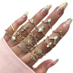 Set 17 anelli in lega stile Boemia con diamanti