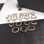 Set 17 anelli in lega stile Boemia con diamanti